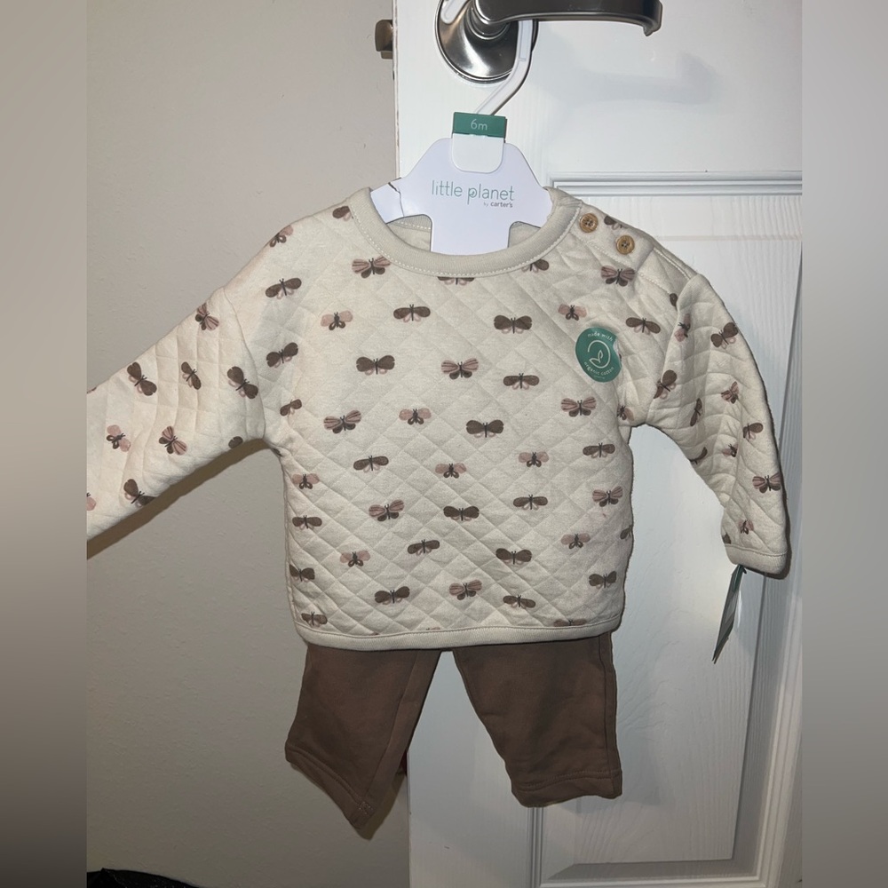 Little Planet Organic by Carter's 2 piece Quilted Sweatsuit Outfit Size 6 months